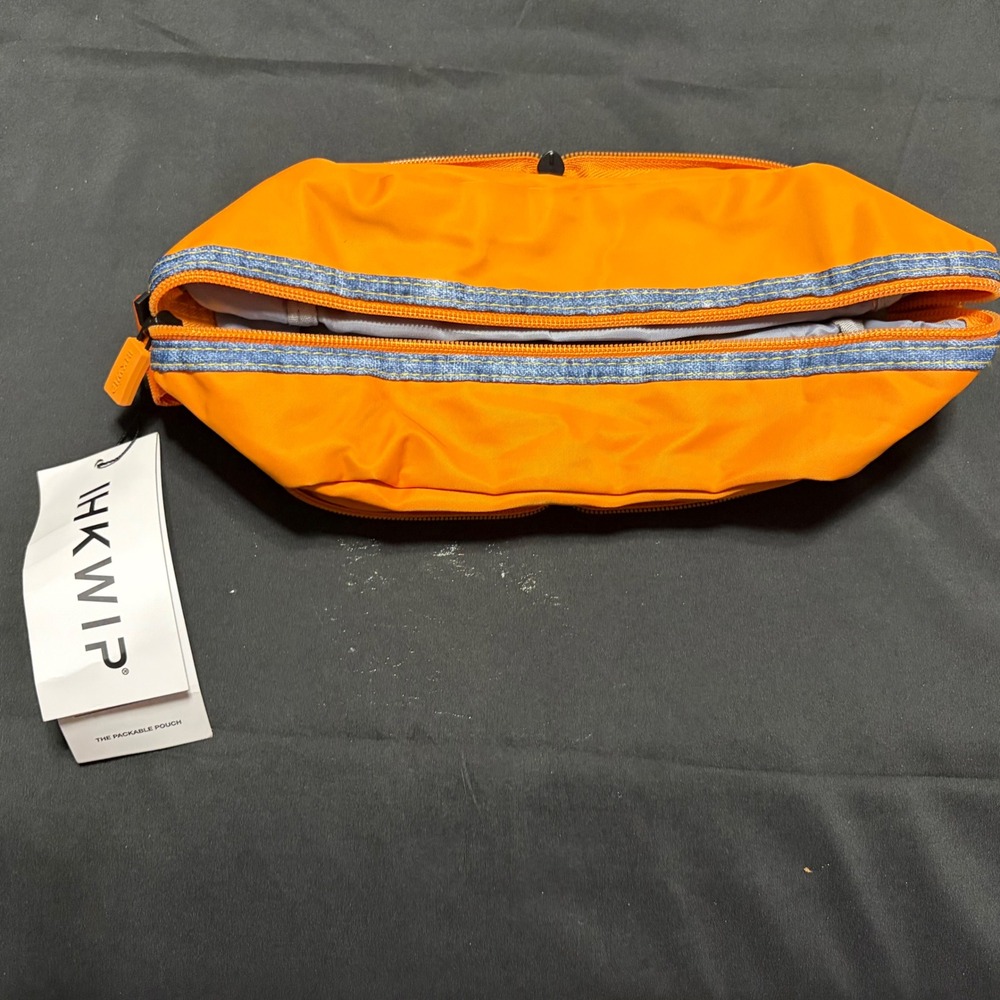 IHKWIP The Packable Pouch Orange Denim-Trim Travel Cosmetic Bag NWT